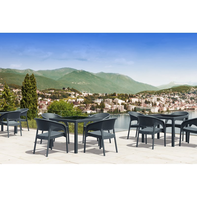 Compamia Panama Patio Dining Arm Chair in Dark Gray