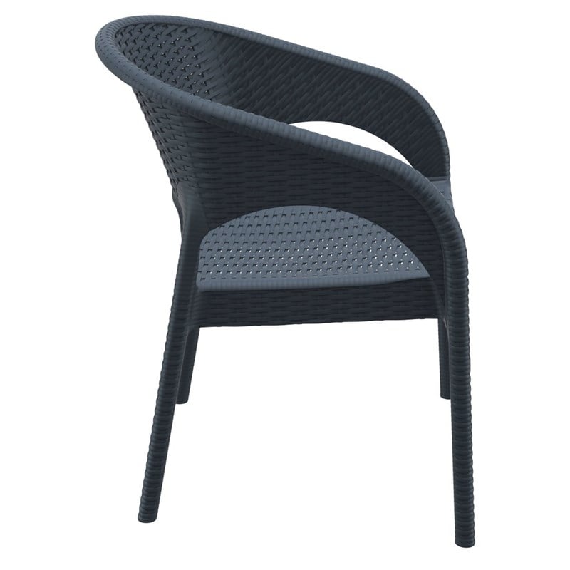 Compamia Panama Patio Dining Arm Chair in Dark Gray