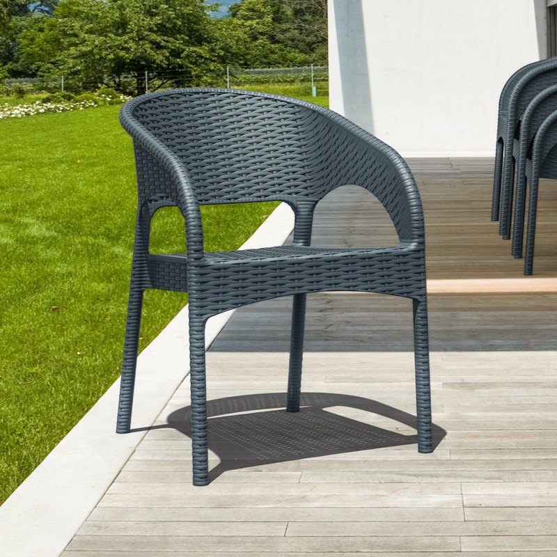 Compamia Panama Patio Dining Arm Chair in Dark Gray