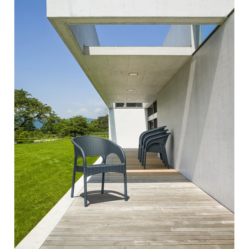 Compamia Panama Patio Dining Arm Chair in Dark Gray