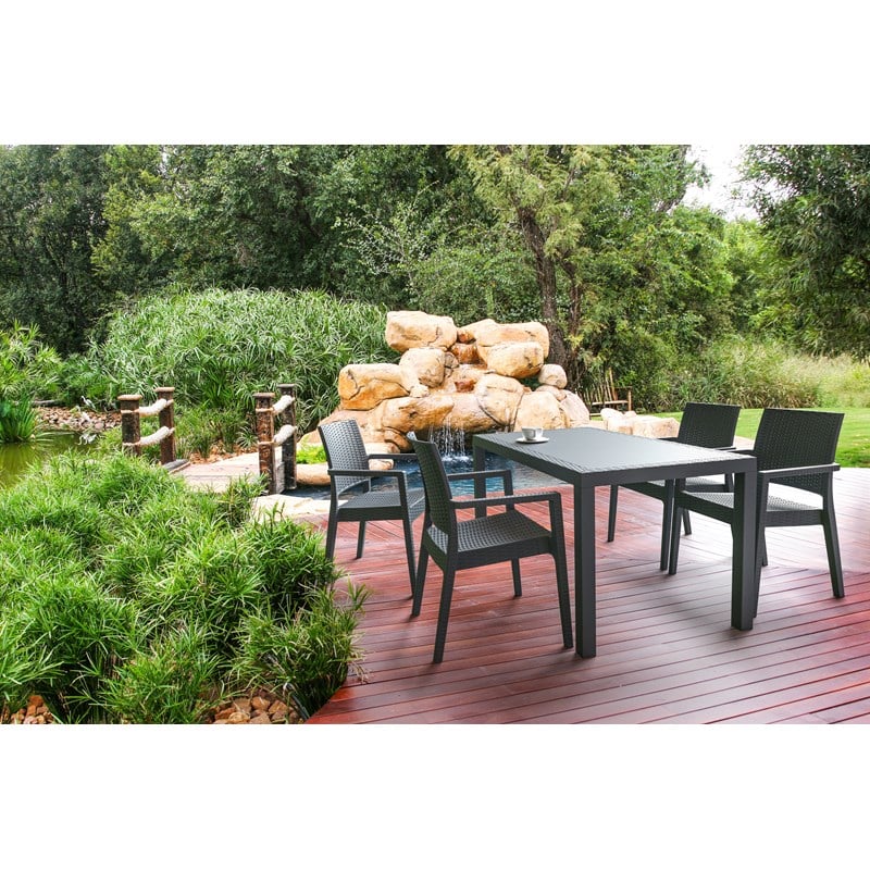 Compamia Ibiza Patio Dining Arm Chair in Dark Gray