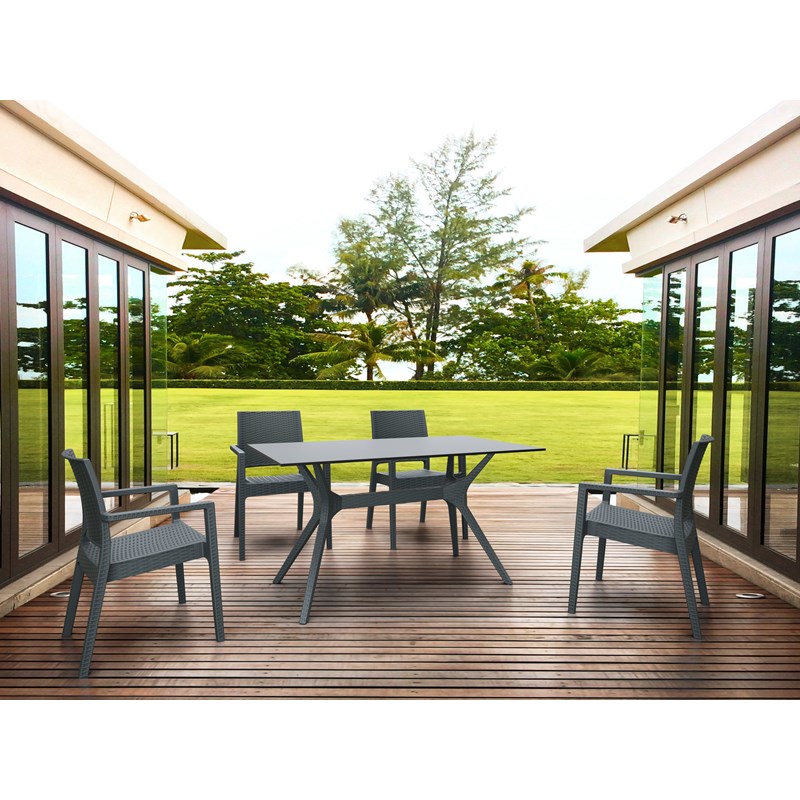 Compamia Ibiza Patio Dining Arm Chair in Dark Gray
