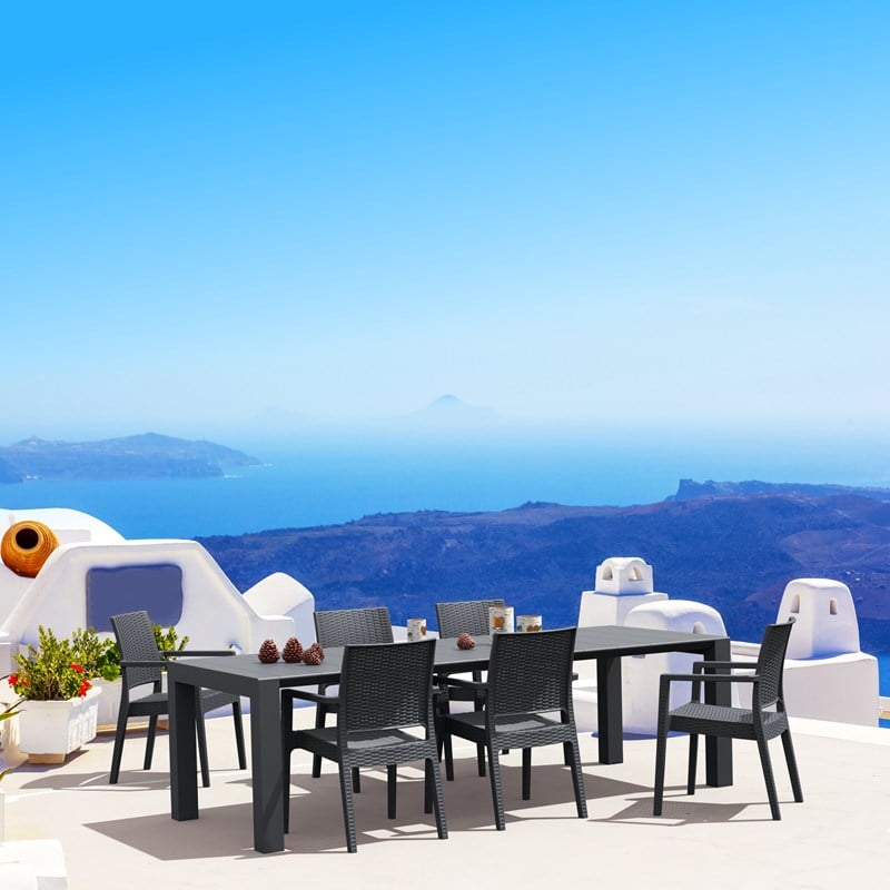 Compamia Ibiza Patio Dining Arm Chair in Dark Gray