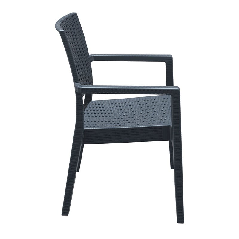 Compamia Ibiza Patio Dining Arm Chair in Dark Gray