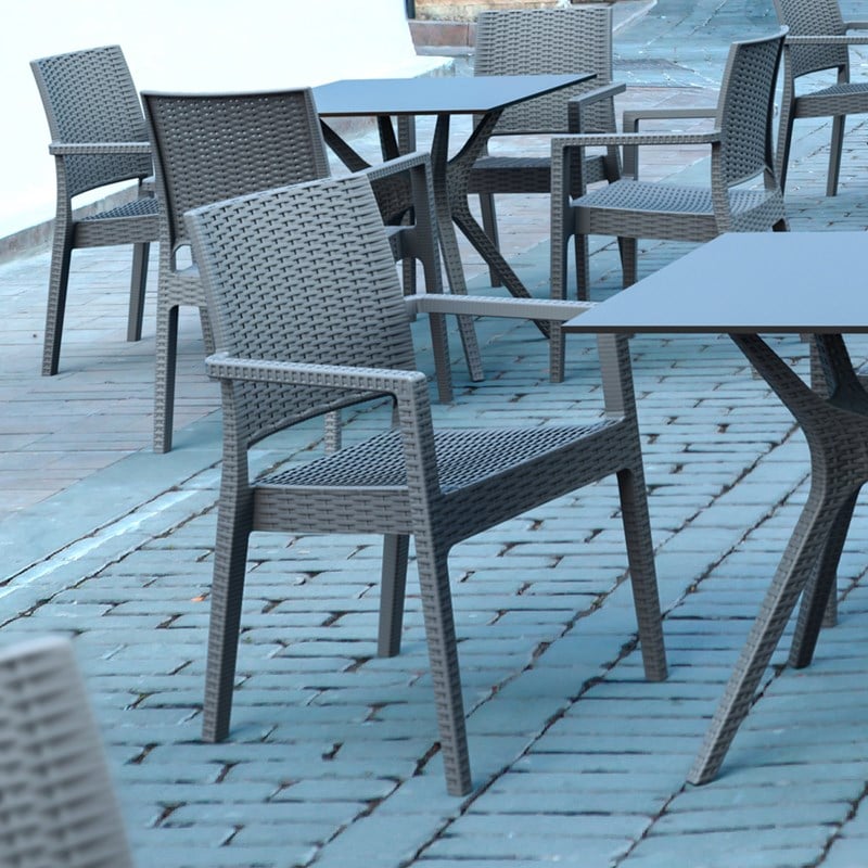 Compamia Ibiza Patio Dining Arm Chair in Dark Gray
