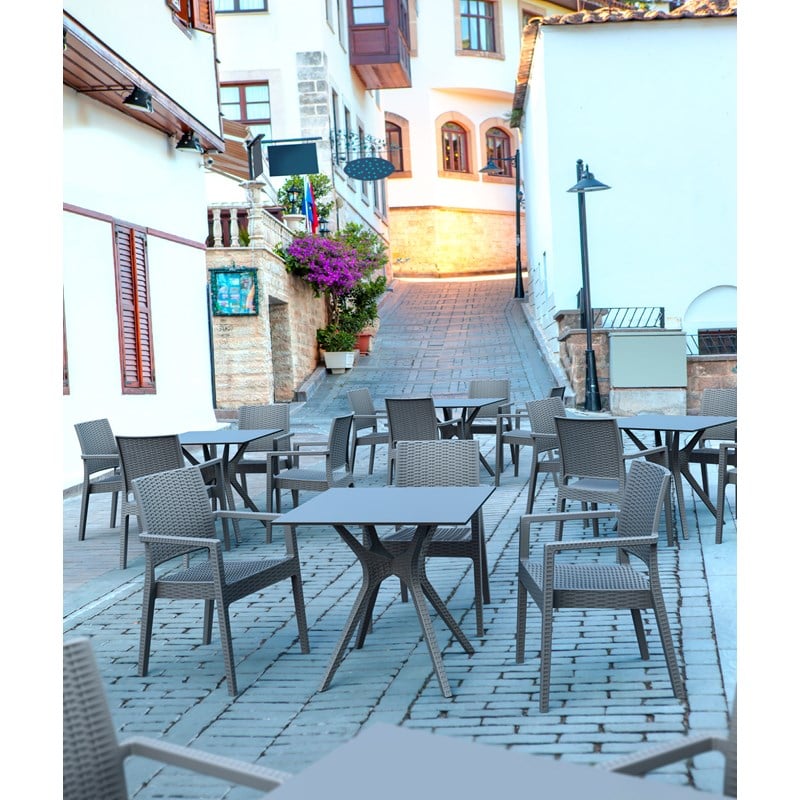 Compamia Ibiza Patio Dining Arm Chair in Dark Gray