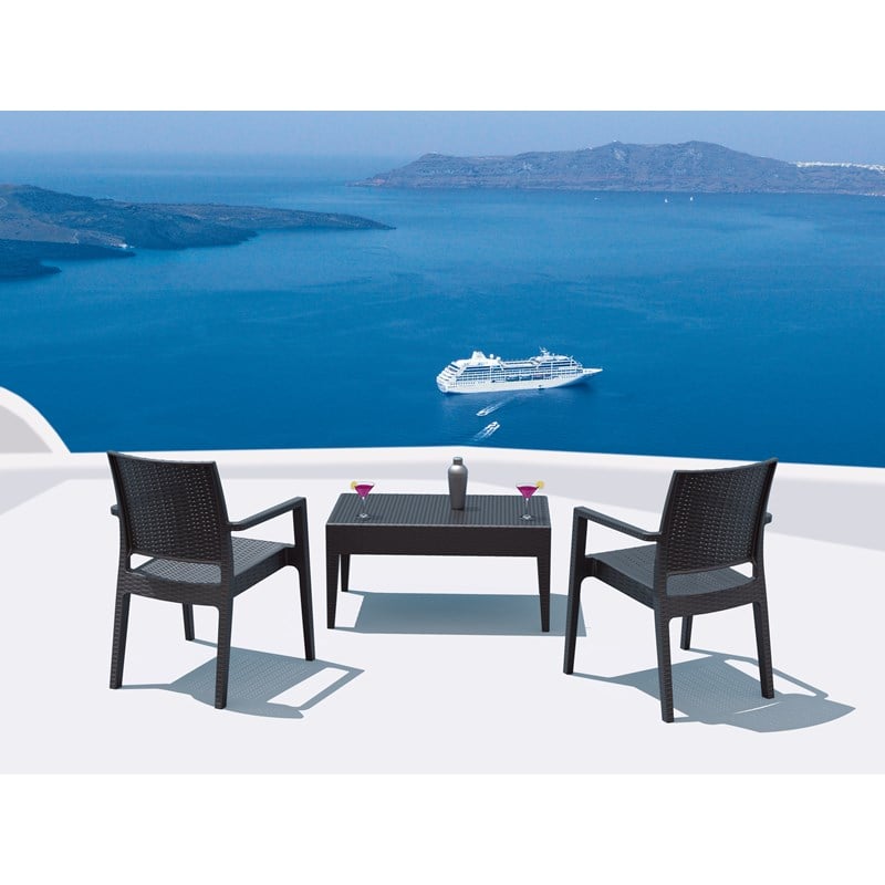 Compamia Ibiza Patio Dining Arm Chair in Dark Gray