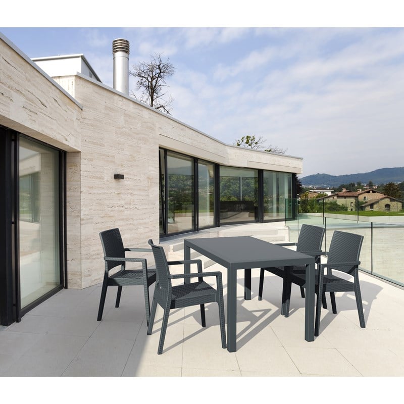 Compamia Ibiza Patio Dining Arm Chair in Dark Gray
