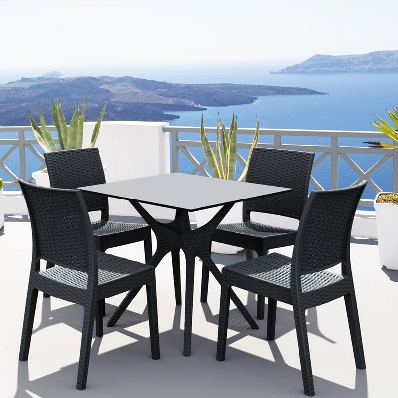 Compamia Florida Wickerlook Patio Dining Chair in Dark Gray