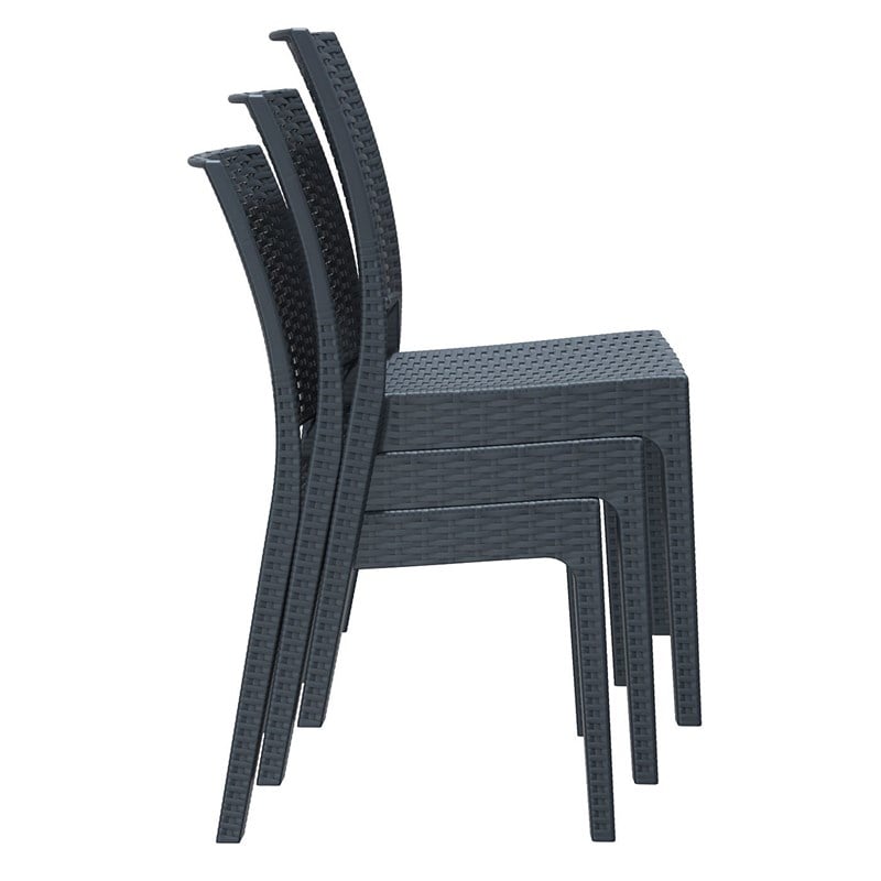 Compamia Florida Wickerlook Patio Dining Chair in Dark Gray