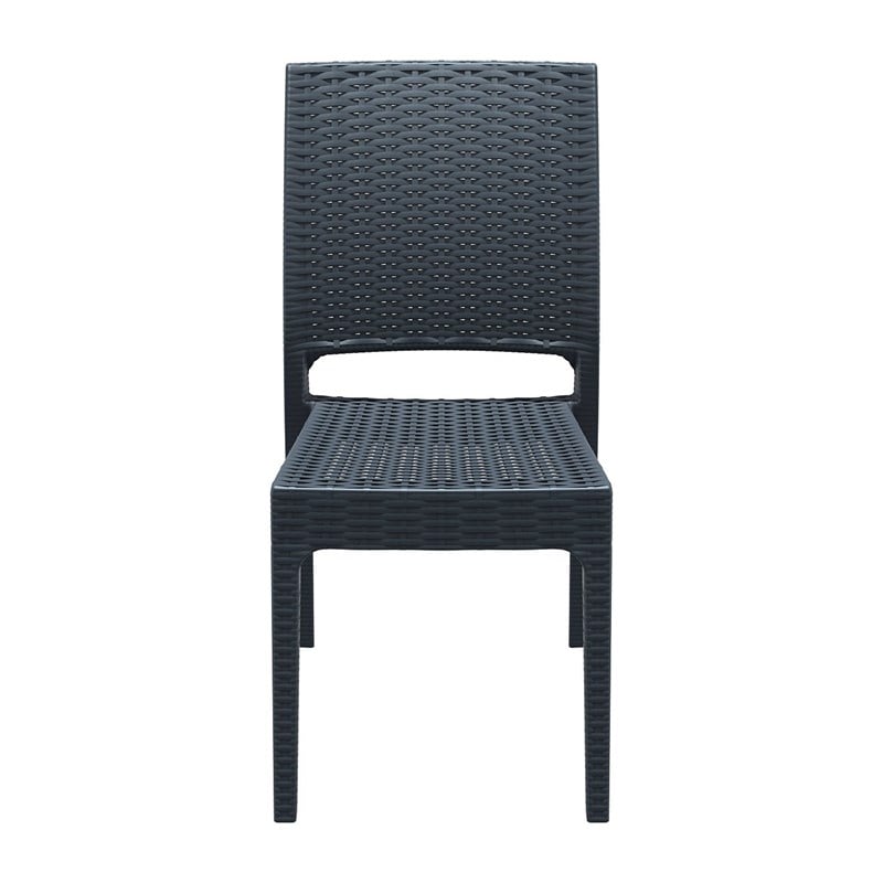 Compamia Florida Wickerlook Patio Dining Chair in Dark Gray