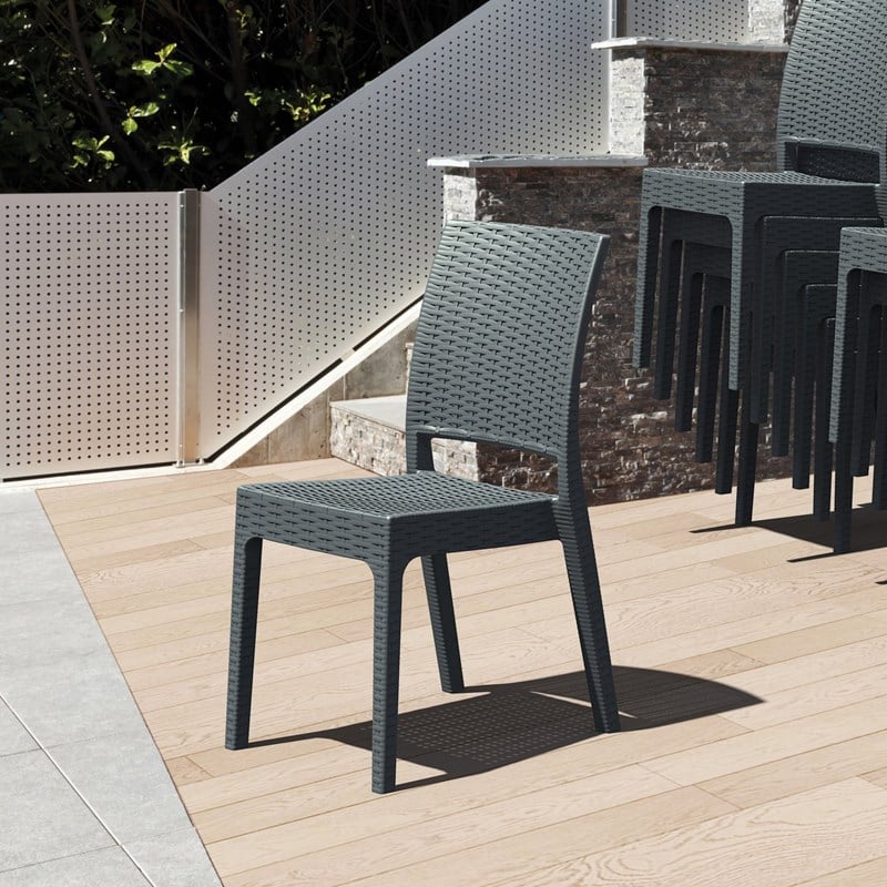 Compamia Florida Wickerlook Patio Dining Chair in Dark Gray