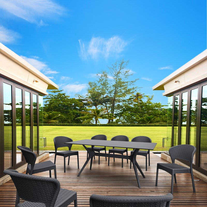 Compamia Daytona Wickerlook Patio Dining Chair in Dark Gray