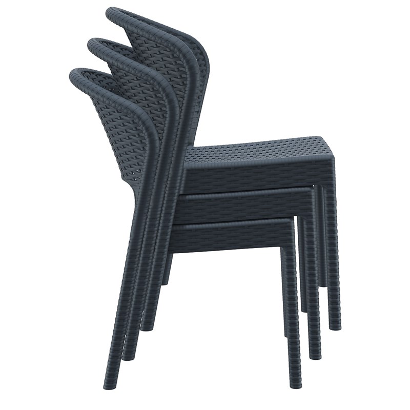 Compamia Daytona Wickerlook Patio Dining Chair in Dark Gray