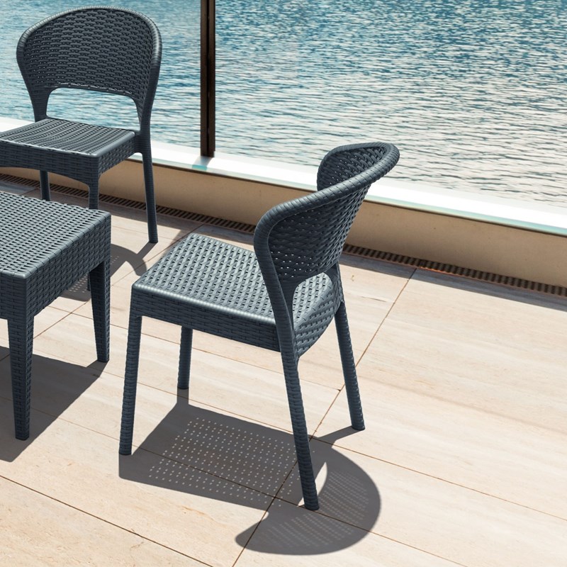 Compamia Daytona Wickerlook Patio Dining Chair in Dark Gray
