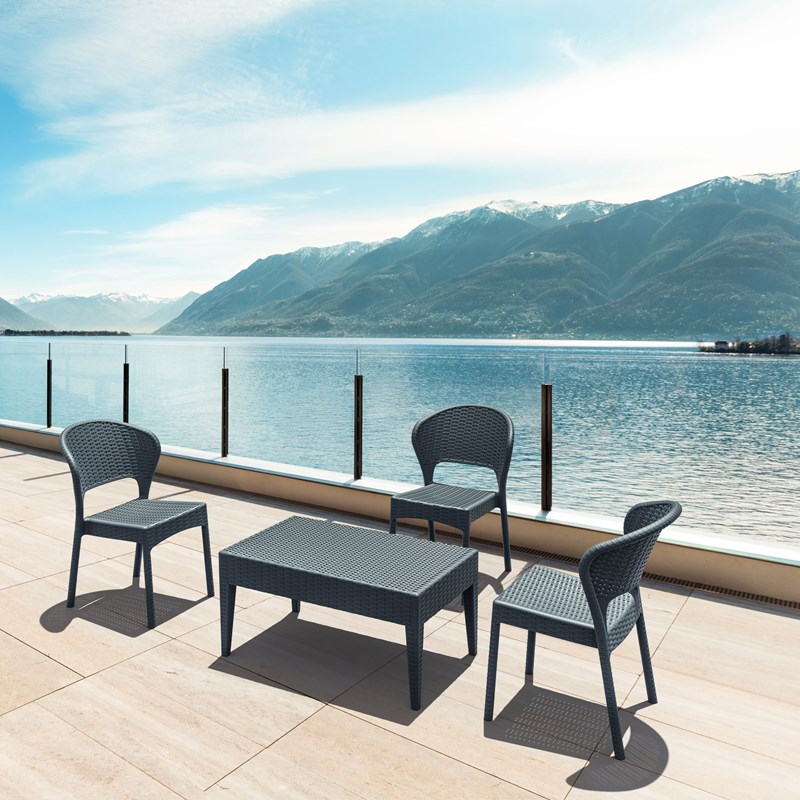 Compamia Daytona Wickerlook Patio Dining Chair in Dark Gray
