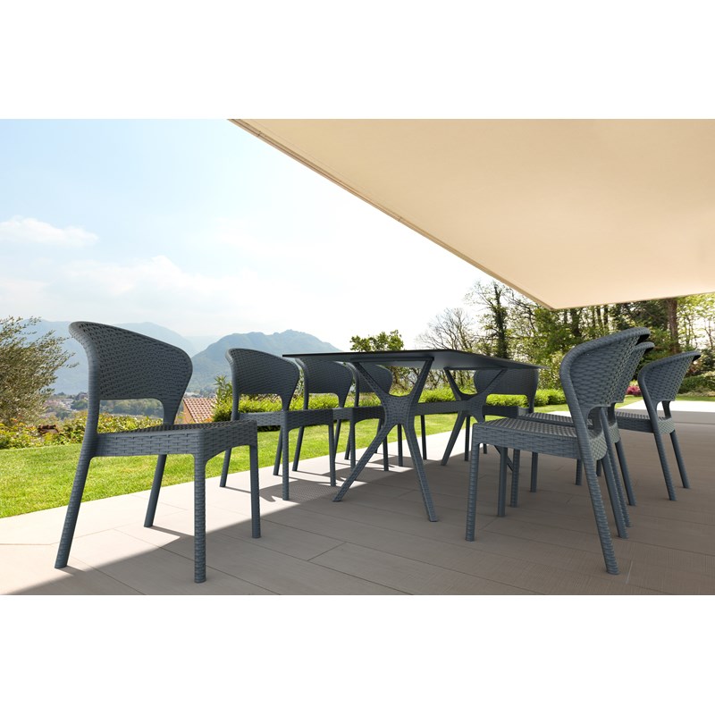 Compamia Daytona Wickerlook Patio Dining Chair in Dark Gray
