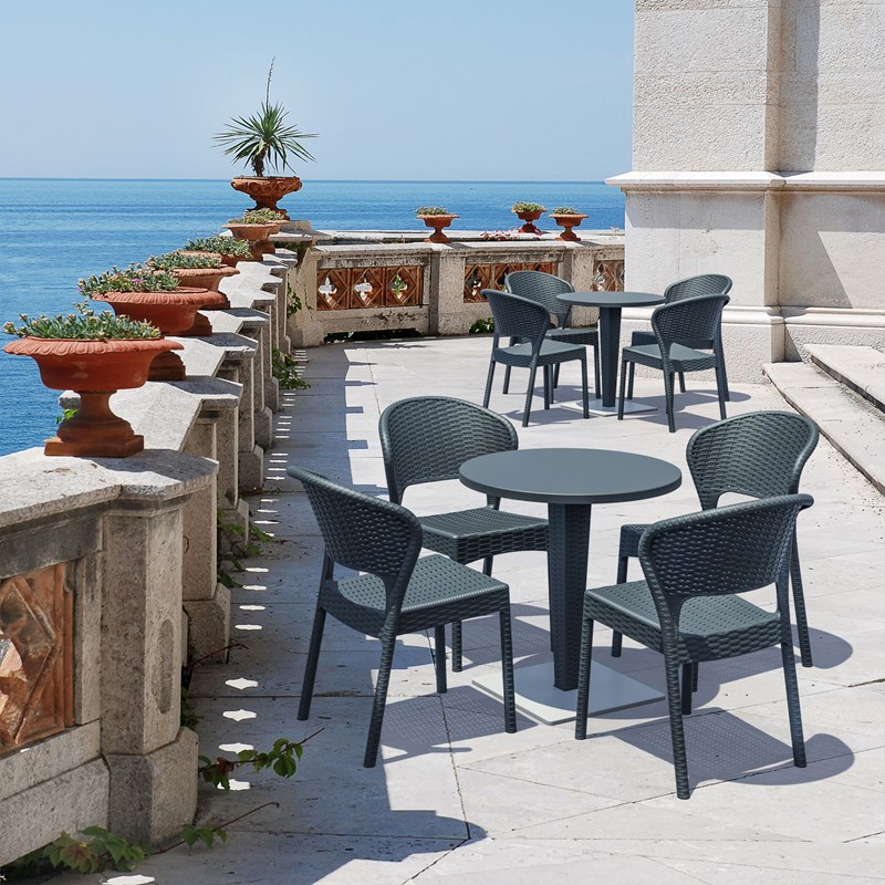 Compamia Daytona Wickerlook Patio Dining Chair in Dark Gray