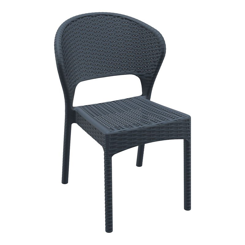 Compamia Daytona Wickerlook Patio Dining Chair in Dark Gray