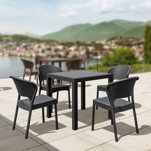Compamia Daytona 5 Piece Patio Dining Set in Dark Gray