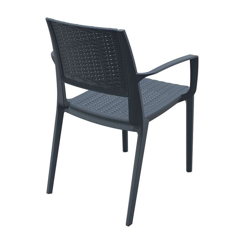 Compamia Capri Patio Dining Arm Chair in Dark Gray