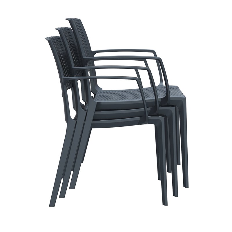 Compamia Capri Patio Dining Arm Chair in Dark Gray