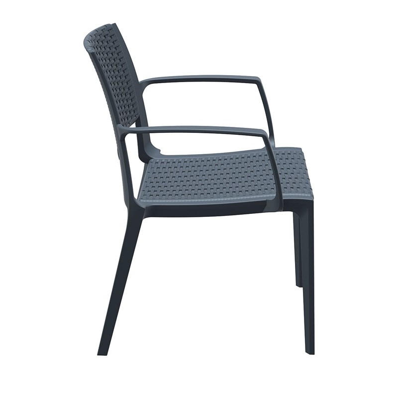 Compamia Capri Patio Dining Arm Chair in Dark Gray