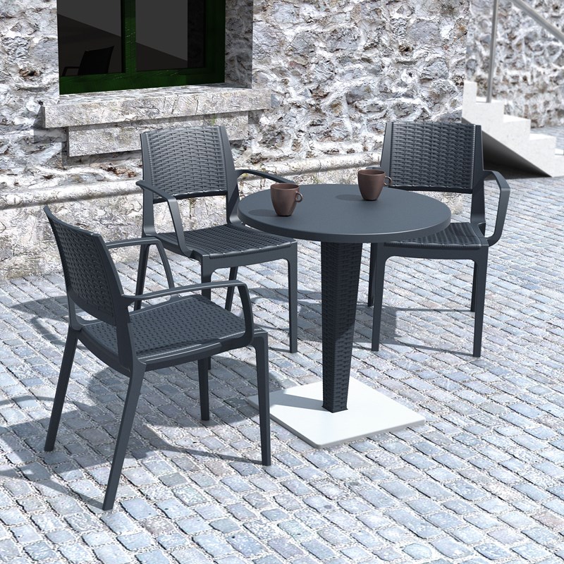 Compamia Capri Patio Dining Arm Chair in Dark Gray