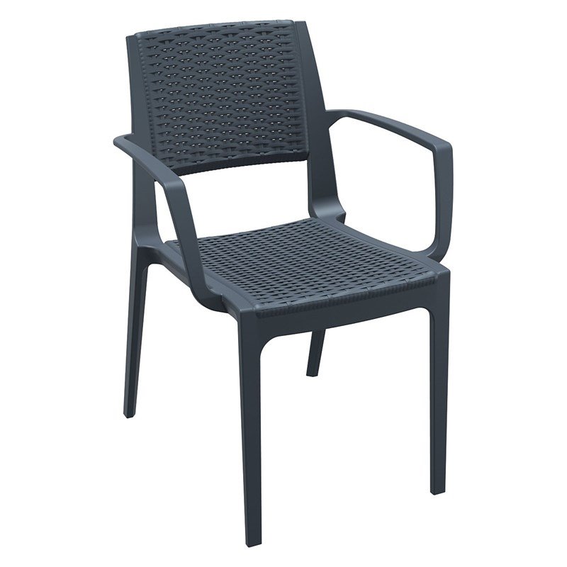 Compamia Capri Patio Dining Arm Chair in Dark Gray