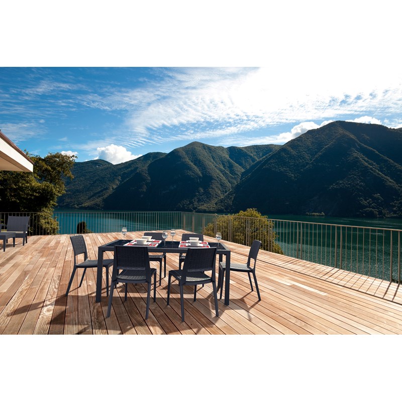 Compamia Verona Wickerlook Patio Dining Chair in Dark Gray