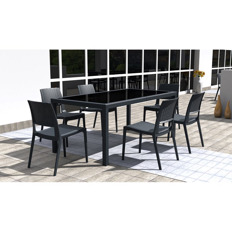 Compamia Verona Wickerlook Patio Dining Chair in Dark Gray