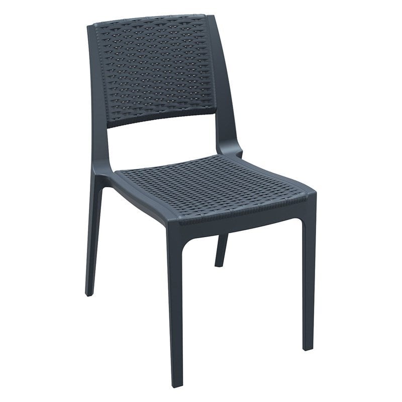 Compamia Verona Wickerlook Patio Dining Chair in Dark Gray