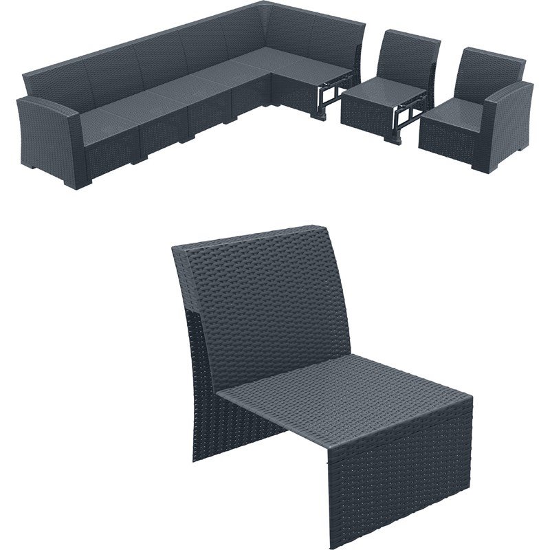 Compamia Monaco Patio Armless Chair in Dark Gray