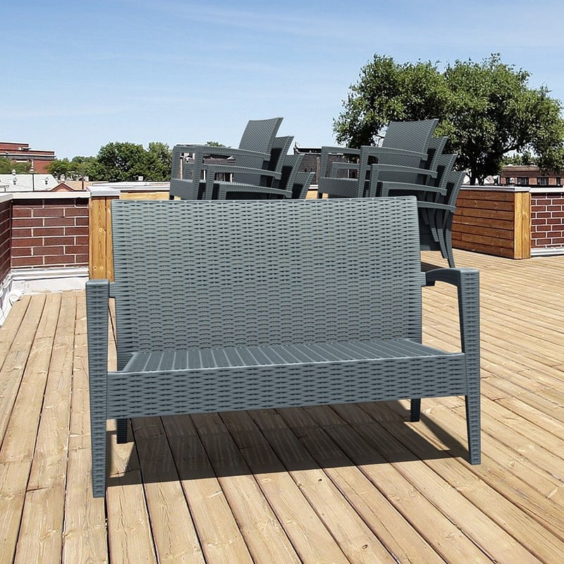 Compamia Miami Outdoor Loveseat in Dark Gray