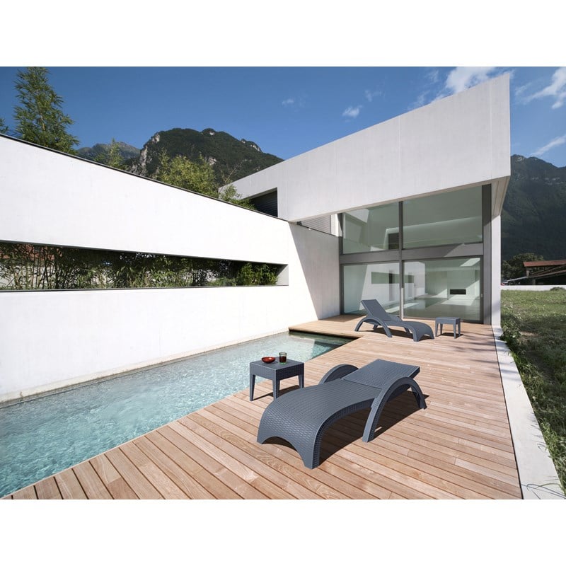 Compamia Miami Wickerlook Chaise Lounge in Dark Gray
