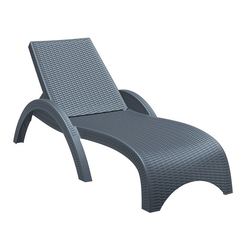 Compamia Miami Wickerlook Chaise Lounge in Dark Gray