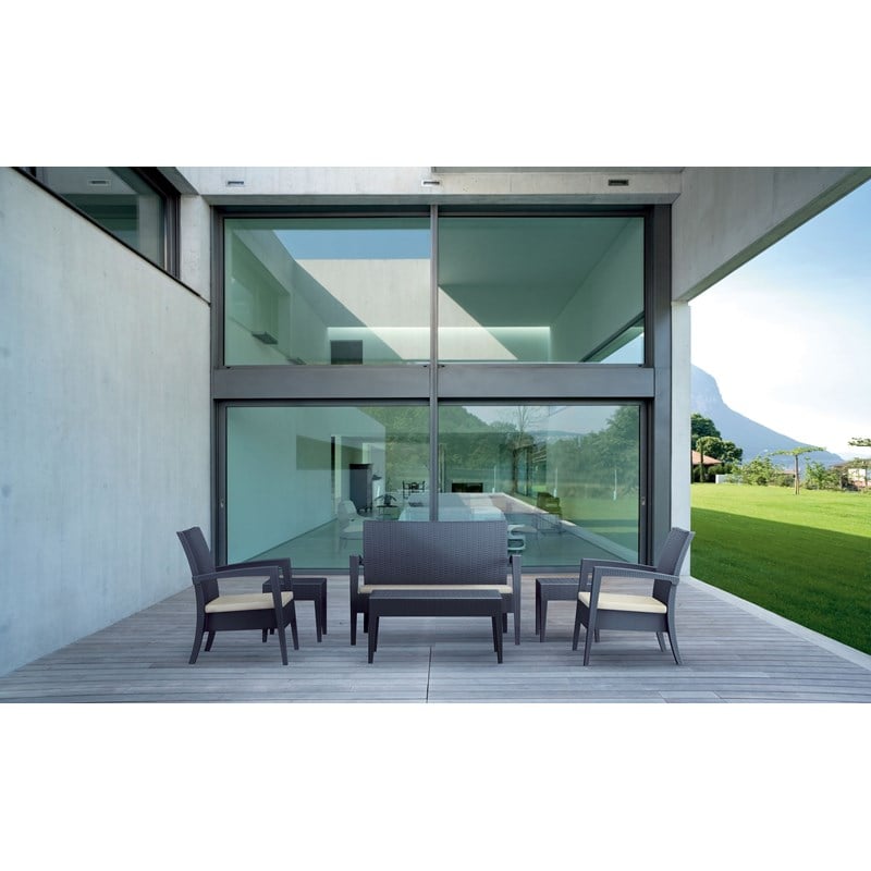 Compamia Miami 6 Piece Patio Sofa Set in Dark Gray