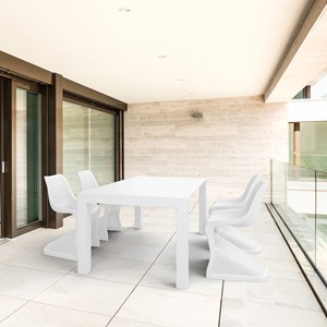 compamia bloom extendable patio dining set in white