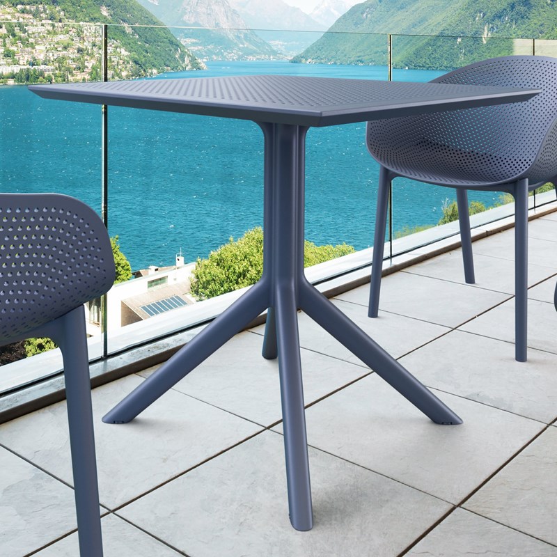 Compamia Sky 32" Square Patio Bistro Table in Dark Gray 8697443550159