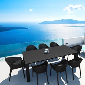compamia sky extendable patio dining set in black