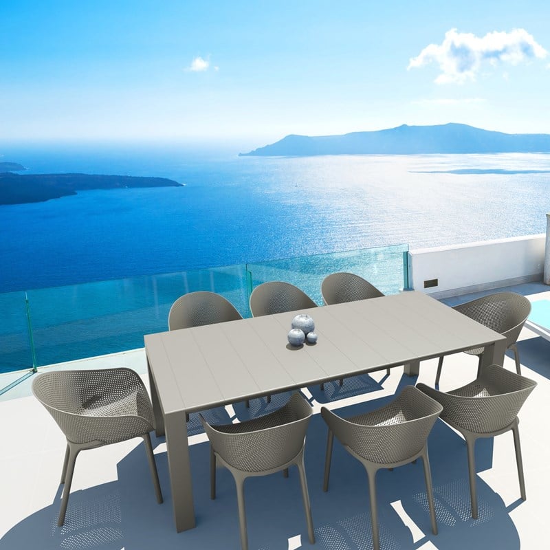 Compamia Sky 9 Piece Extendable Patio Dining Set in Taupe
