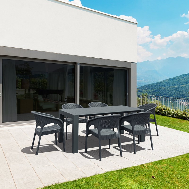 Compamia Panama 7 Piece Extendable Patio Dining Set in Dark Gray