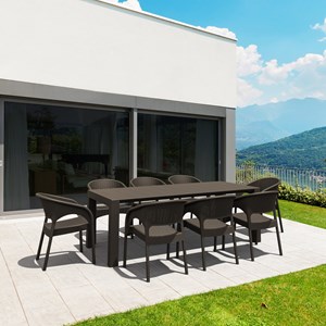 Compamia Panama 9 Piece Extendable Patio Dining Set in Brown