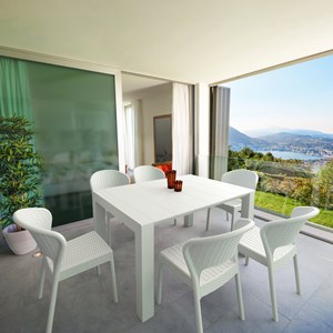 Compamia Daytona 7 Piece Extendable Patio Dining Set in White