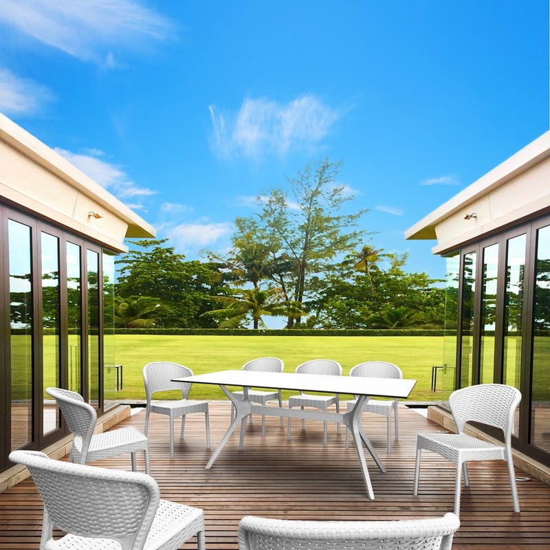 Compamia Daytona 9 Piece Patio Dining Set in White