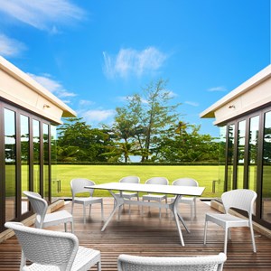 Compamia Daytona 9 Piece Patio Dining Set in White