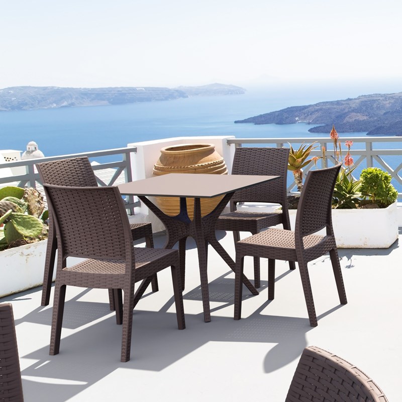 Compamia Ibiza 5 Piece Patio Dining Set in Brown