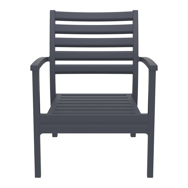 Compamia Artemis XL Club Chair in Dark Gray with Acrylic Fabric Black Cushions