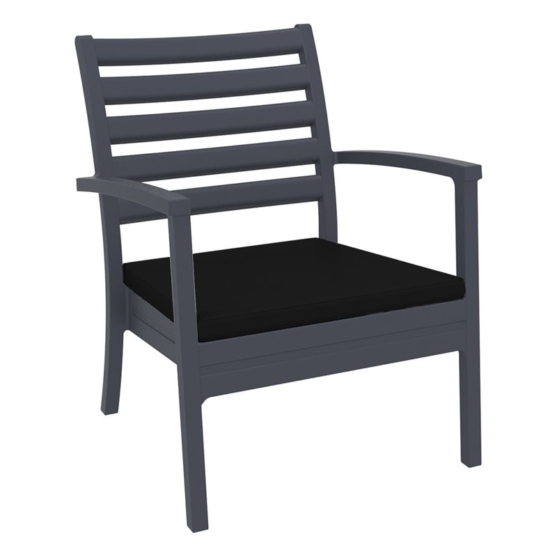 Compamia Artemis XL Club Chair in Dark Gray with Acrylic Fabric Black Cushions
