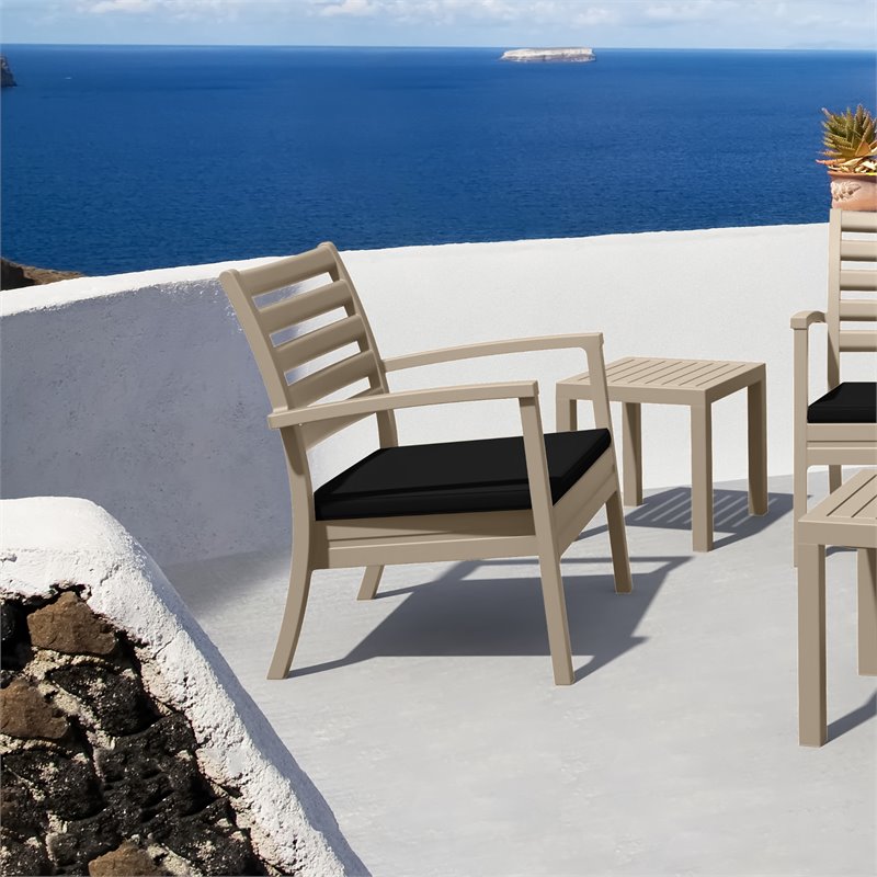 Compamia Artemis XL Club Chair in Taupe with Acrylic Fabric Black Cushions